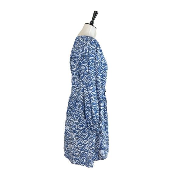 H&M New Dress Long Sleeve Split Neck Tie Waist Blue White Women’s Size Large - Picture 3 of 11